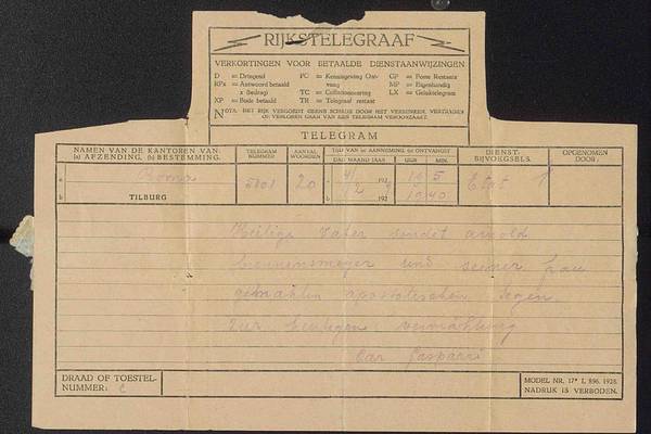 Blessing from the Vatican for the wedding of Arnold and Catharina Brenninkmeijer, 1929